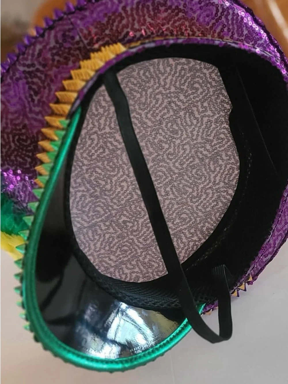 NEW Mardi Gras Feathered Sequin Mini Top Hat - Green, Purple & Yellow NWOT